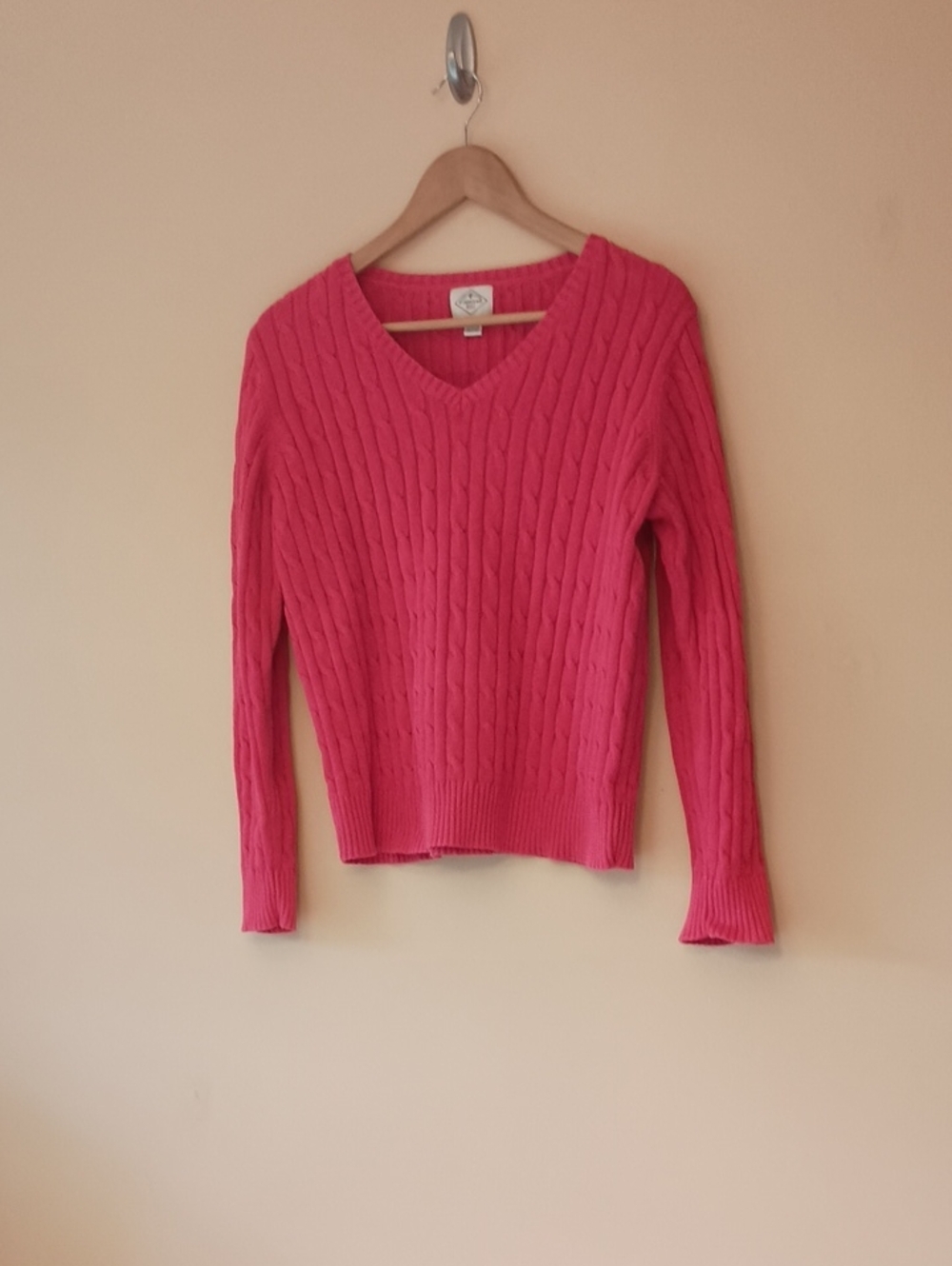 St. John's Bay Cable Knit V-Neck Sweater - Hot Pink